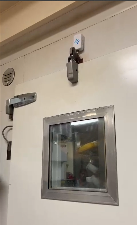 Sensor on a walk-in cooler door